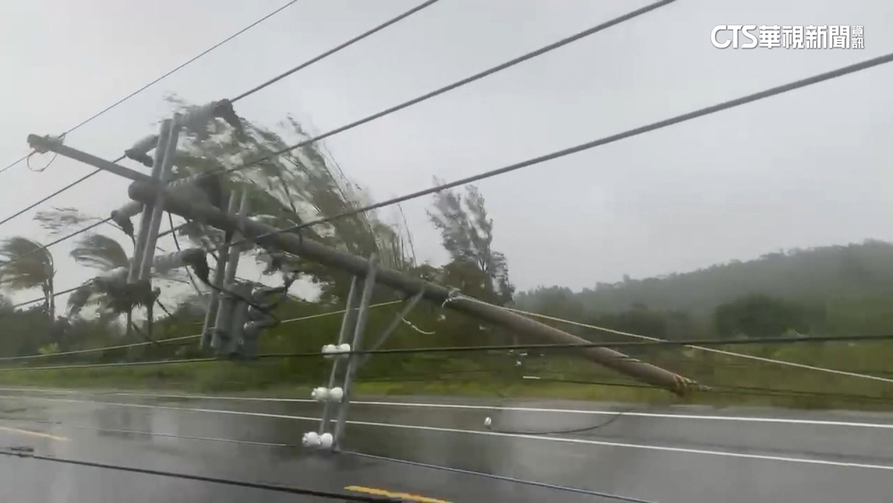 小犬一夜狂風暴雨　屏東滿州整排電桿倒