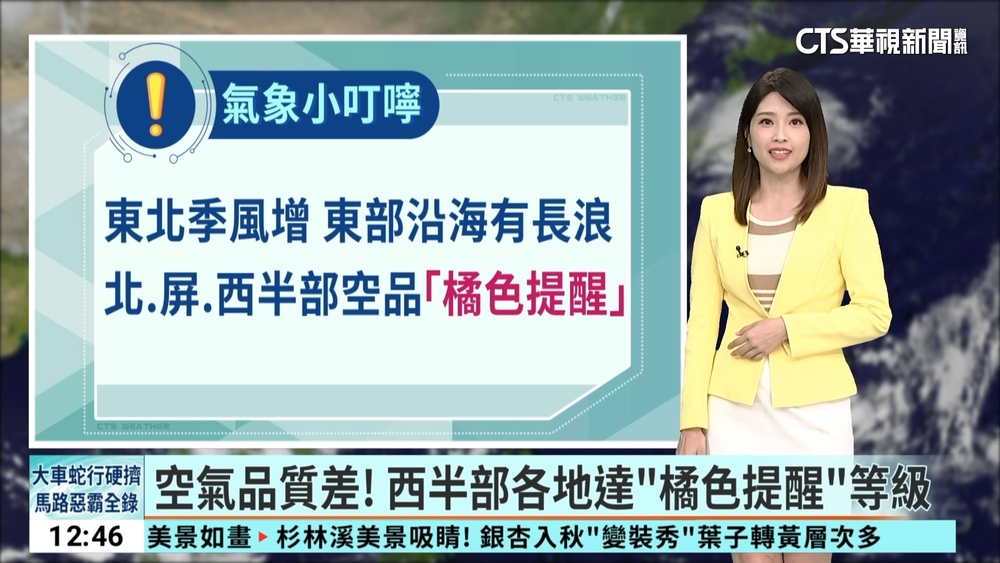 各地溫度稍有涼意　中南部注意日夜溫差大