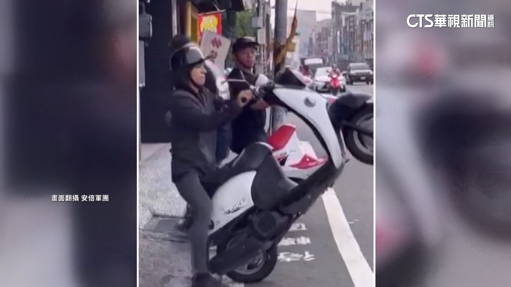 超迷你機車待轉區　特技車手「翹孤輪」才停進去