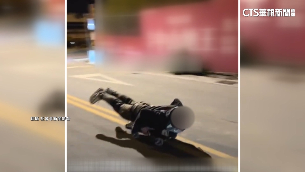 男子馬路上用板車玩地面衝浪　警：依法舉發