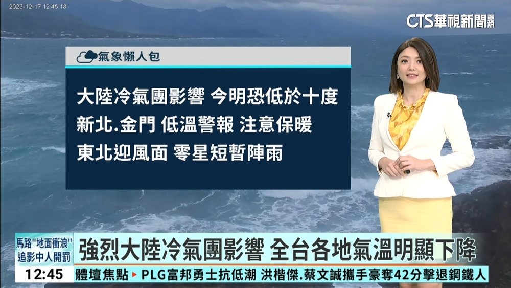 強烈大陸冷氣團影響　全台各地氣溫明顯下降