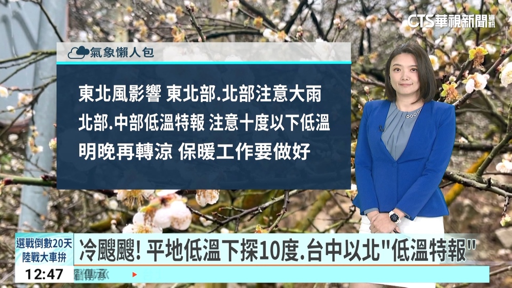 冷颼颼！　平地低溫下探10度.台中以北「低溫特報」