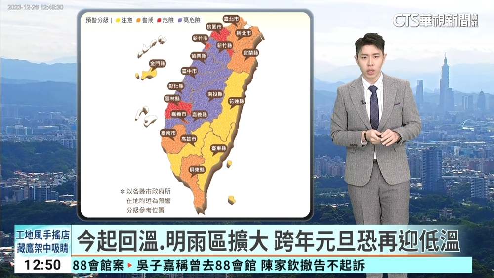 今起回溫.明雨區擴大　跨年元旦恐再迎低溫