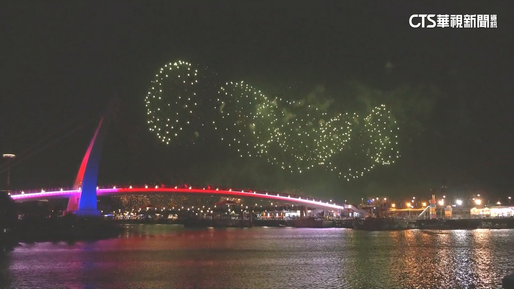 新北淡水八里煙火登場 彩龍煙火盤旋淡江大橋