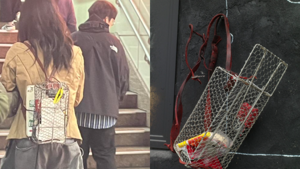 女揹「捕鼠籠」上街超吸睛　網笑「義大利名師西當普利斯設計 」釣出本人回應