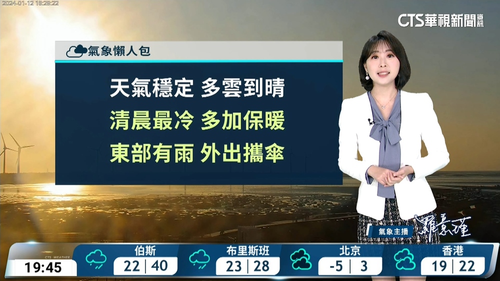 東部雲多偶雨　西部晴朗溫差大