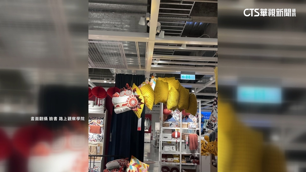 家具店店員創意無極限　抱枕成「飛龍在天」萬人朝聖