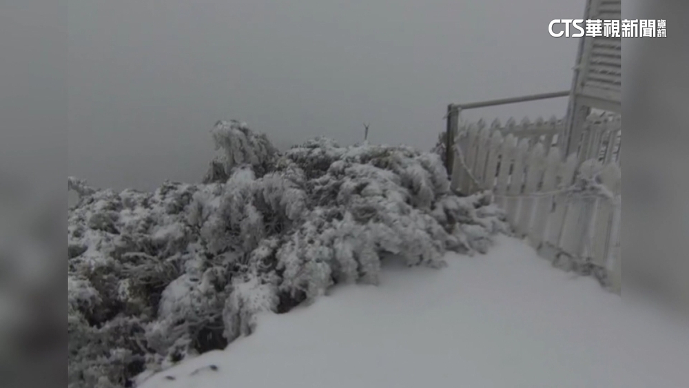 玉山持續降雪中　積雪5公分成銀白世界