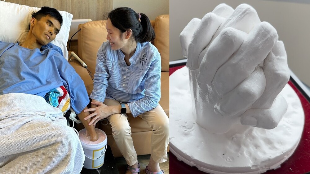 癌末準爸爸緊握孕妻手 「做手模」留念：給孩子唯一的禮物