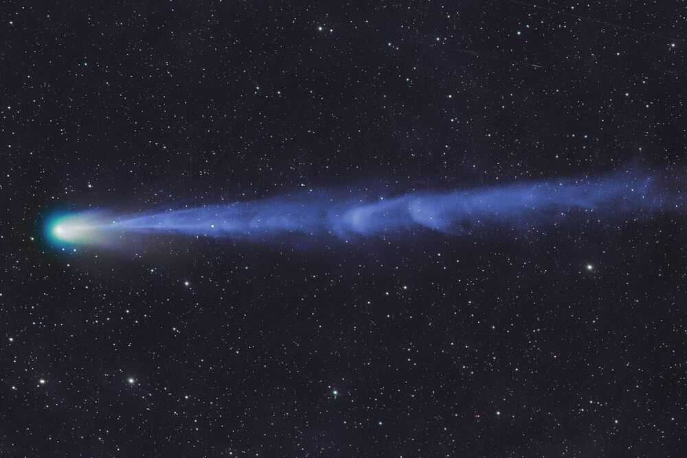 天文攝影師Michael Jäger於3月6日拍攝的12P彗星與明顯彗尾 圖 / 台北市立天文科學教育館 （來源：Michael Jäger）