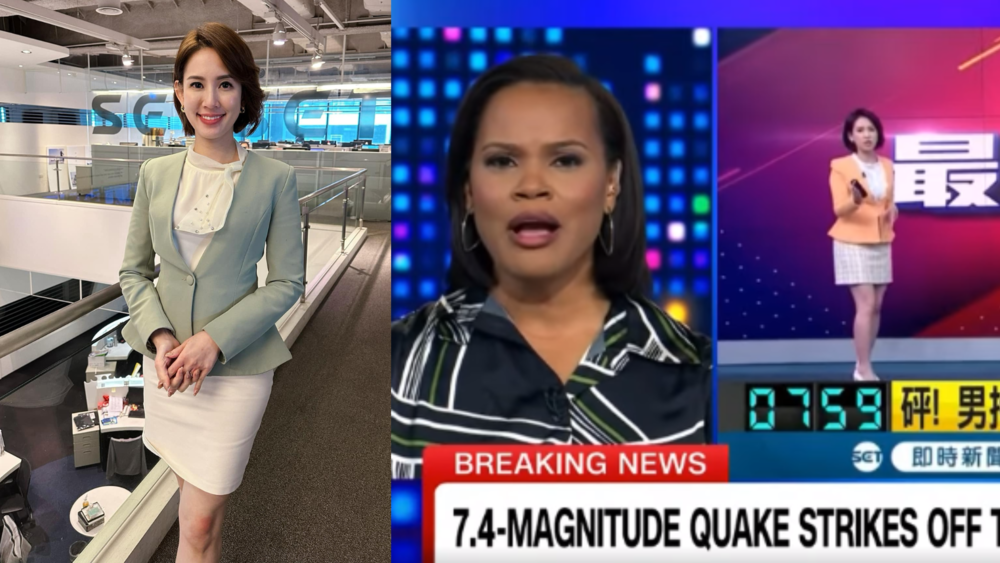 強震晃到站不穩、層板雪片般掉落　台灣主播冷靜播報畫面登CNN
