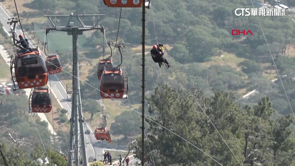 土耳其纜車撞塔柱　釀1死數十傷.29人仍受困