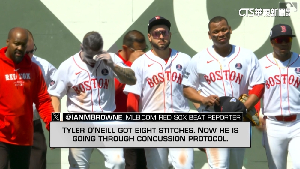 紅襪流年不利！　再傷重砲O'Neill　左眼破相縫8針