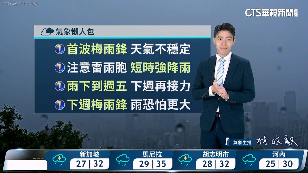 鋒面影響　各地降雨機率高