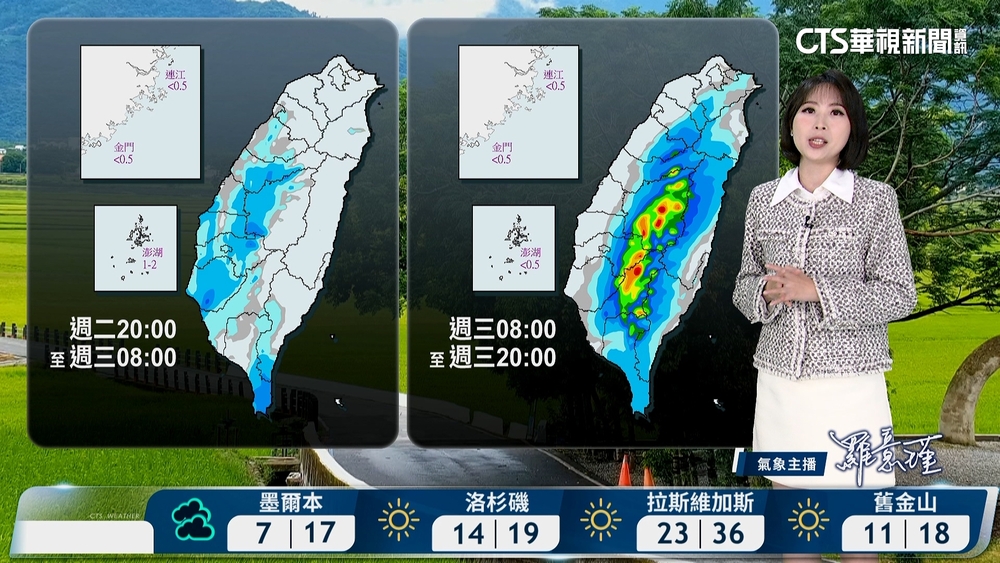 鋒面通過中南部及花東留意短延時強降雨 東北季風稍增強 北臺天氣稍轉涼
