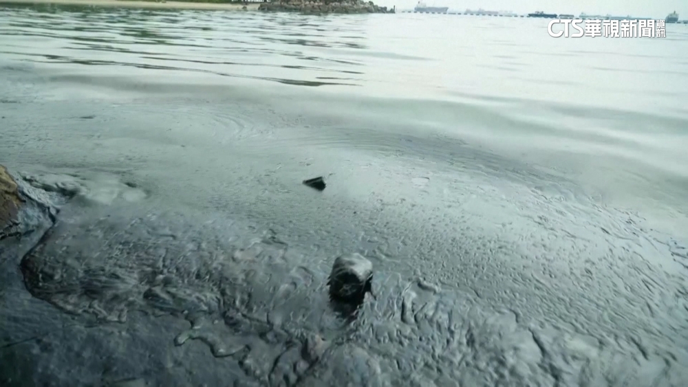 新加坡船隻碰撞漏油　染黑聖淘沙3海灘