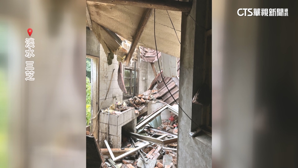不敵強勢風雨　鐵皮屋頂吹掀.磚牆倒砸傷屋主