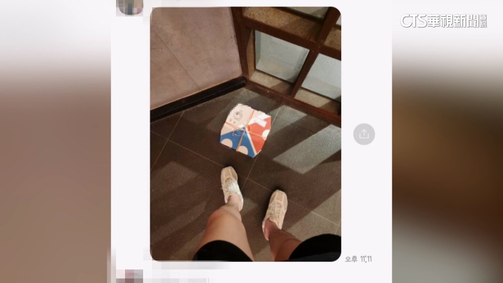 韓女遊台訂外送披薩　外盒遭放地上.畫不雅手勢