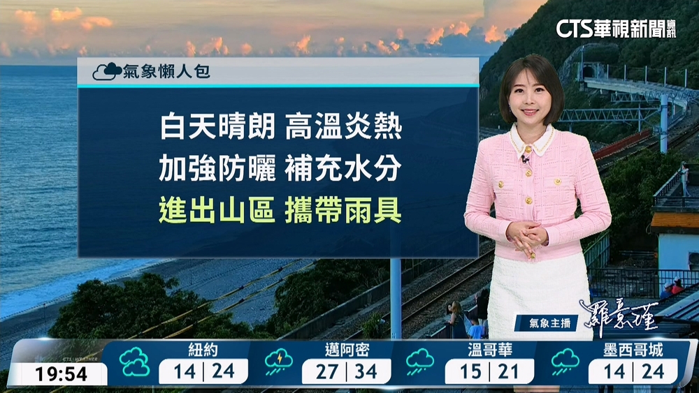 各地晴到多雲　午後留意局部大雷雨