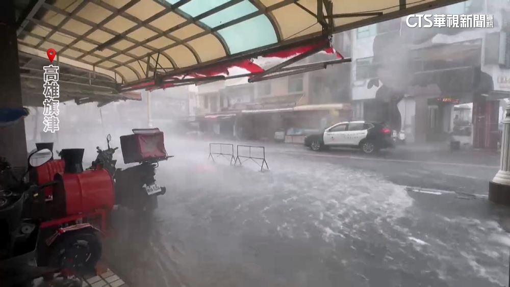 旗津14級強陣風！　記者下車安全帽飛走　居民喊恐怖