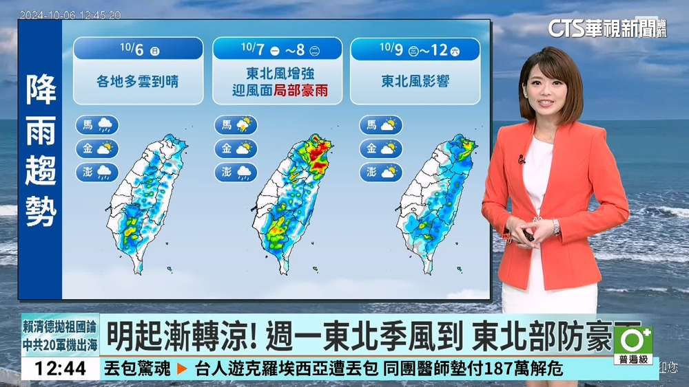 明起漸轉涼！　週一東北季風到　東北部防豪雨