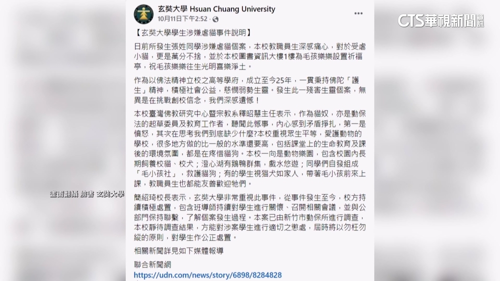 玄大生涉虐殺貓　校方待調查結果再懲處遭批