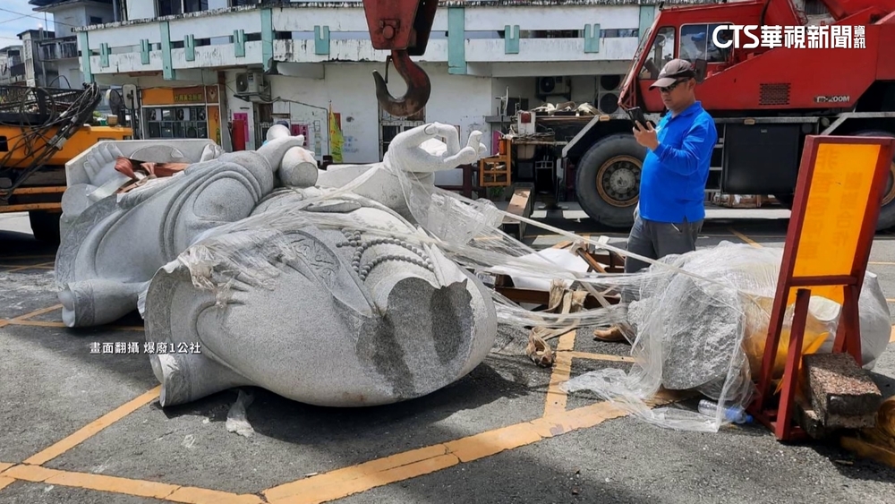 吊掛觀音像出包斷頭　羅東廟方苦等3個月重新立座