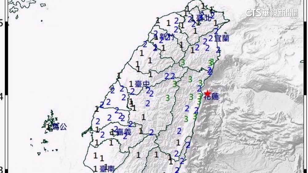 花蓮規模5.2極淺層地震　宜.花.投最大震度3級