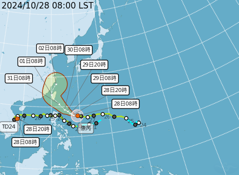 康芮颱風路徑持續西修！　氣象署：預測最快明下午發海警