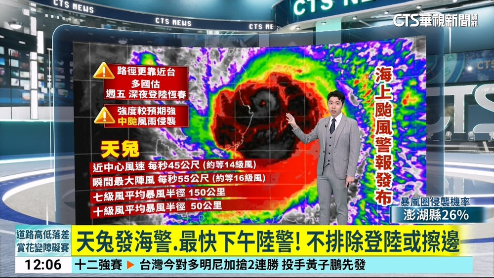 天兔發海警.最快下午陸警！　不排除登陸或擦邊