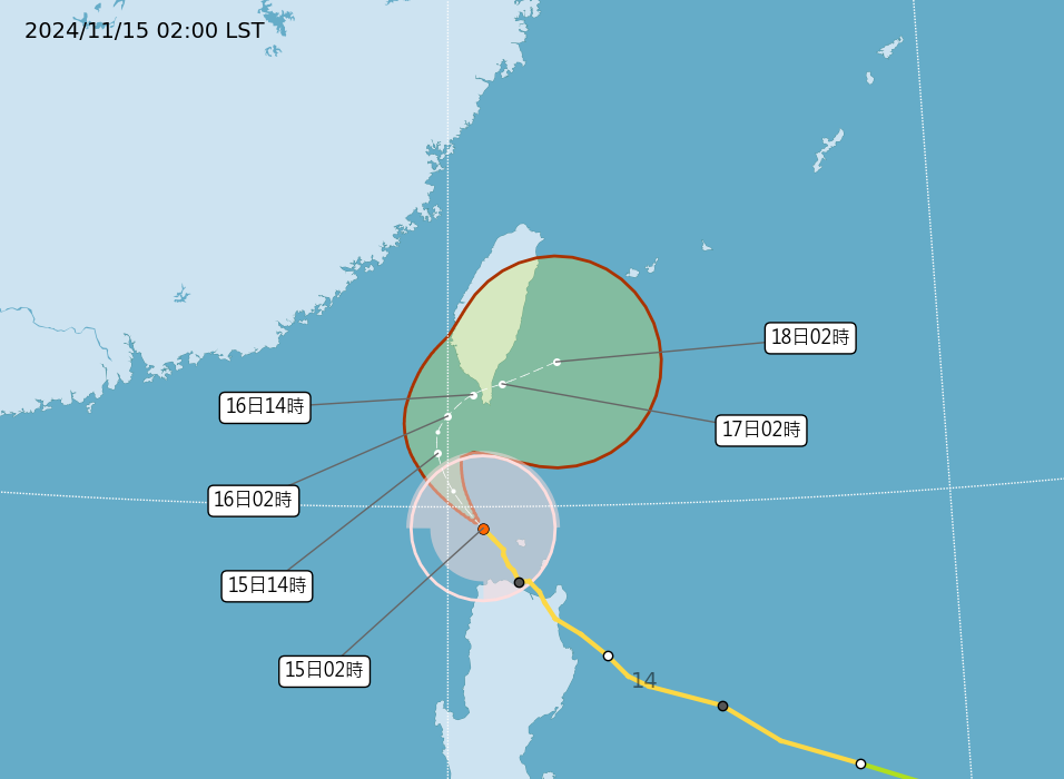 「天兔」減弱成輕颱！花屏降雨越晚越明顯　估明中心登陸