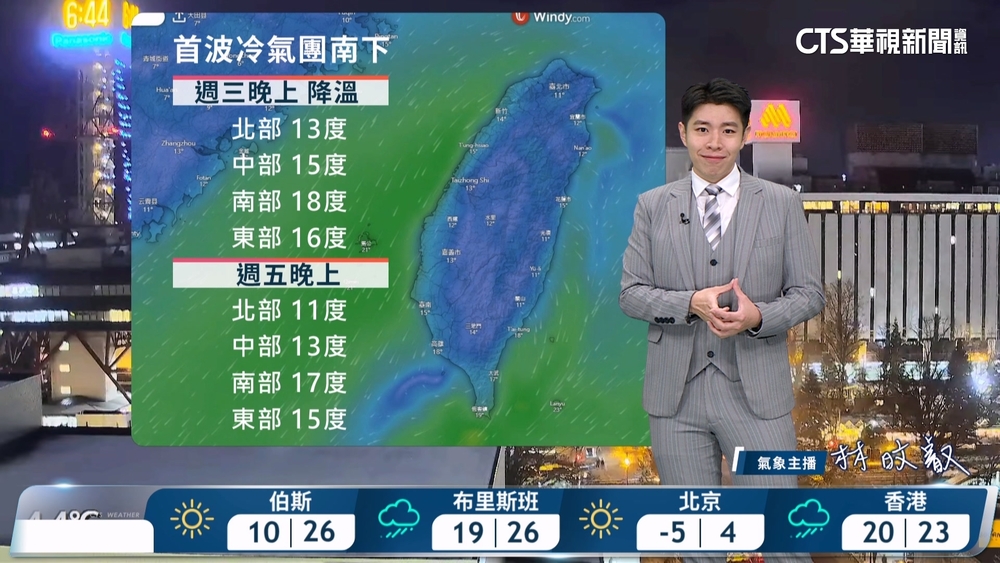 鋒面通過　降雨機率增加　北臺灣明顯轉涼　其他地區愈晚愈涼