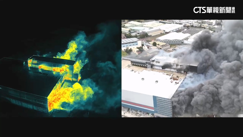 台中倉儲大火濃煙密布！　消防「熱顯空拍機」掌握高溫火源