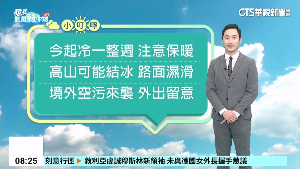 今大陸冷氣團報到　各地氣溫再降3至4度