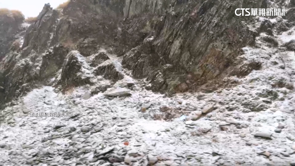 又下雪了！　合歡山雪夾霰　遊客興奮衝出車外歡呼