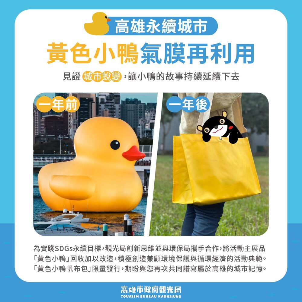 黃色小鴨氣膜變「小鴨帆布包」　2/7於高雄冬日遊樂園完成指定任務就能免費拿！