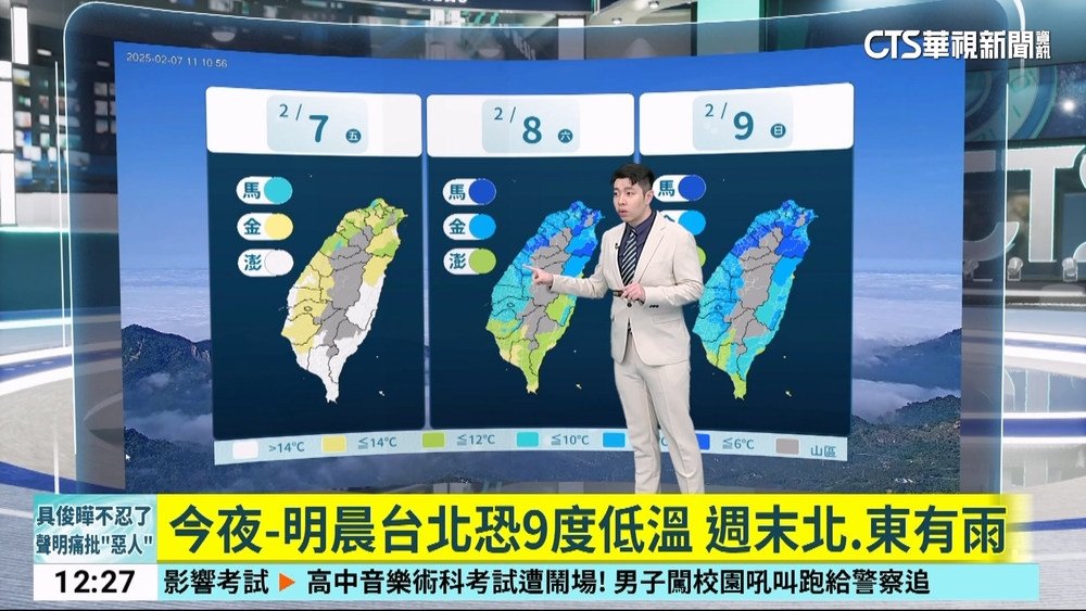 今寒流南下越晚越冷　中部以北.宜蘭恐8度