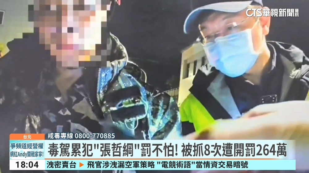 毒駕累犯「張哲綱」罰不怕！　被抓8次遭開罰264萬