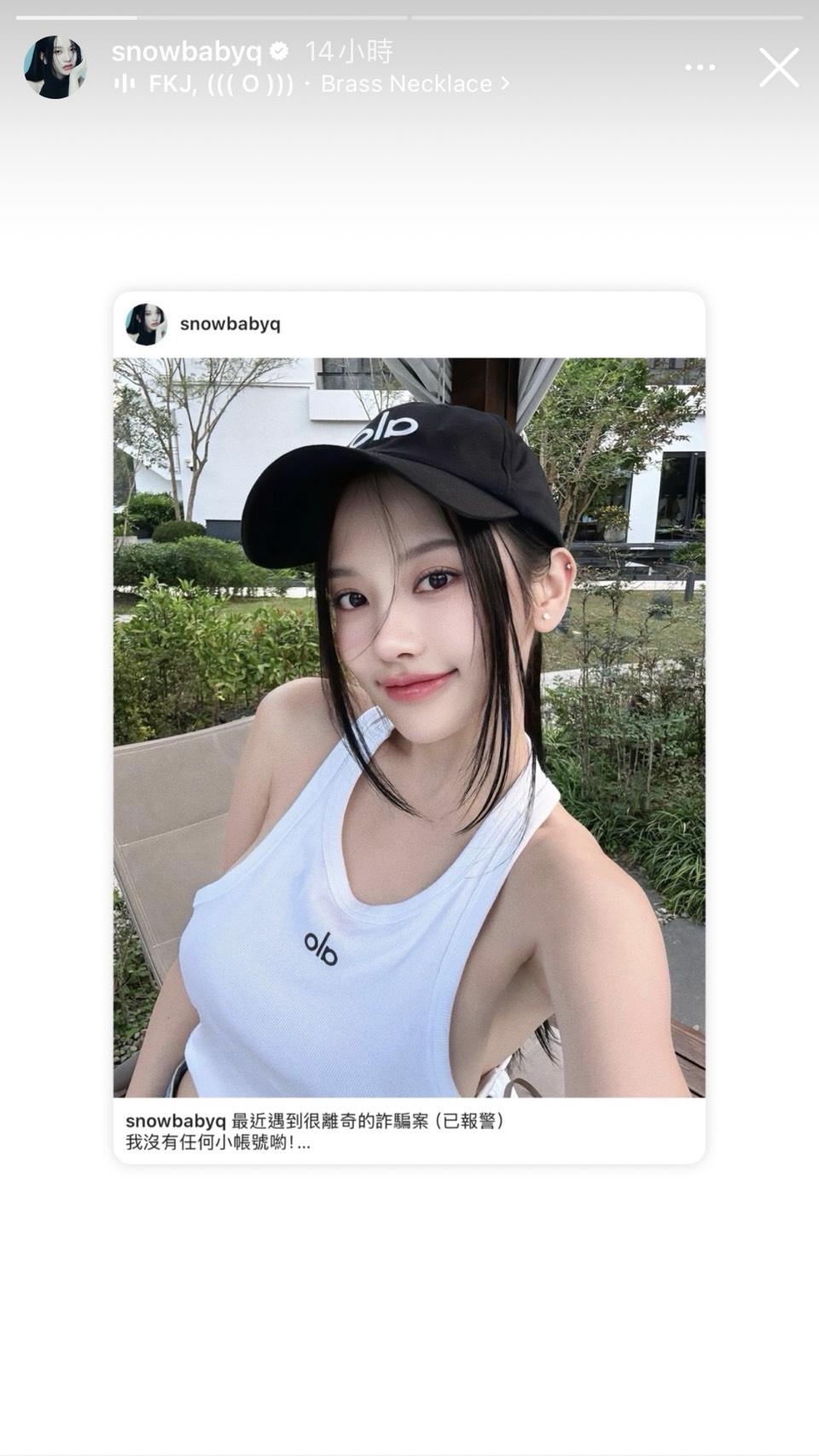 蔡瑞雪提醒大家自己沒有任何小帳。圖／翻攝自IG＠snowbabyq