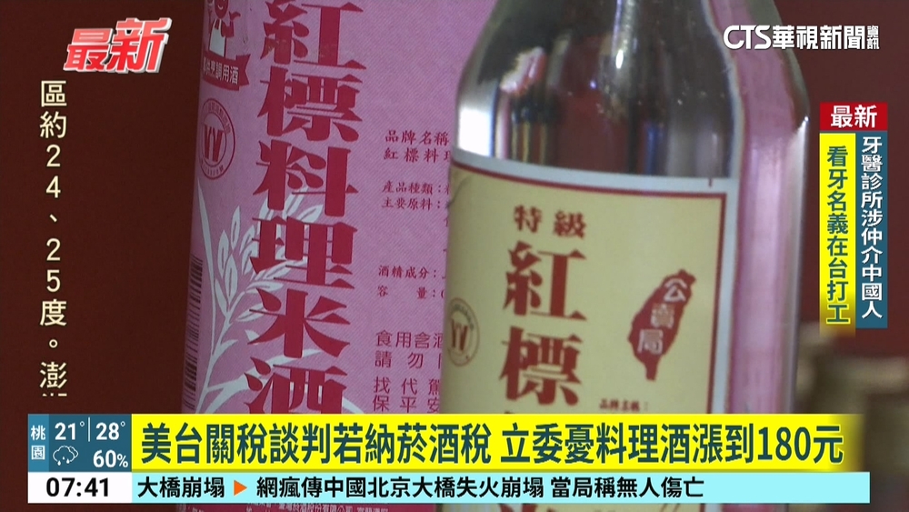 美台關稅談判若納菸酒稅　立委憂料理酒漲到180元
