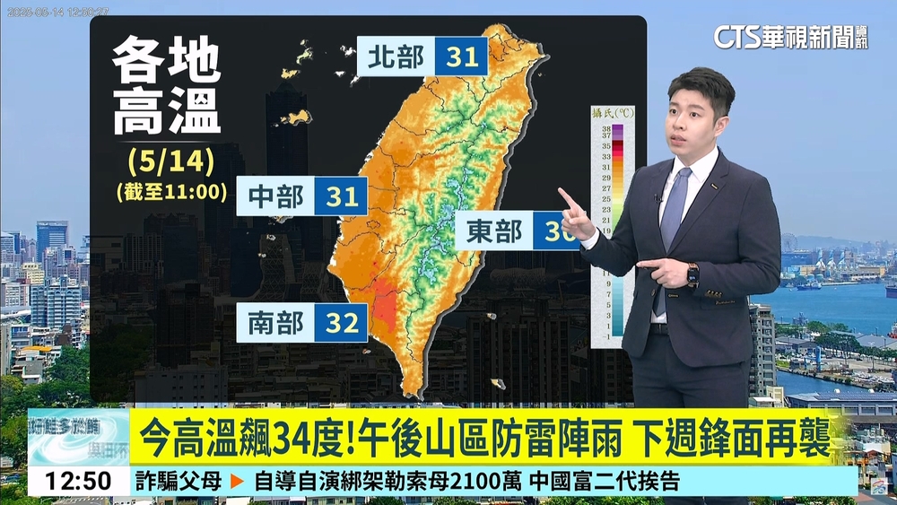 今高溫飆34度！午後山區防雷陣雨　下週鋒面再襲