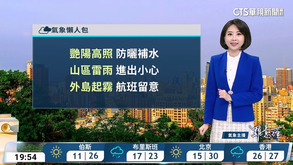 天氣穩定溫暖偏熱　山區午後局部陣雨