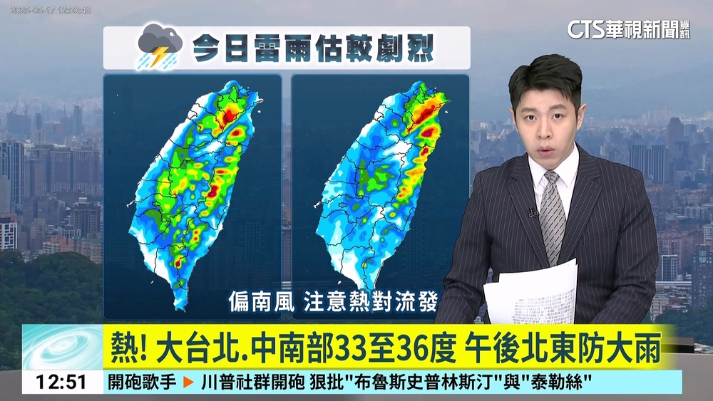 熱! 大台北.中南部33至36度 午後北東防大雨