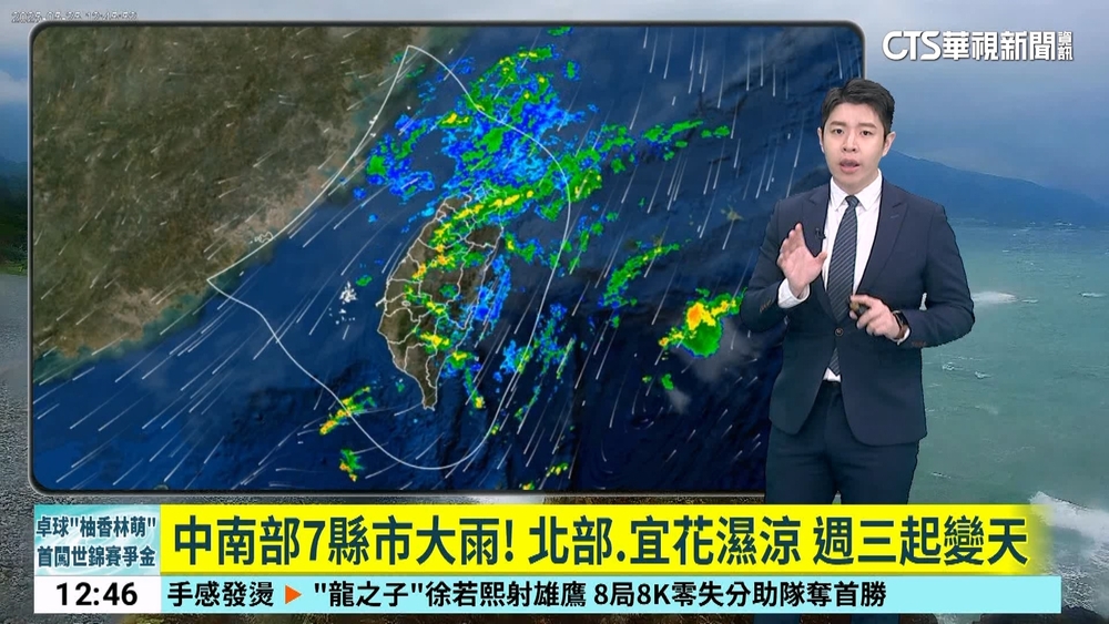 中南部7縣市大雨！　北部.宜花濕涼 週三起變天