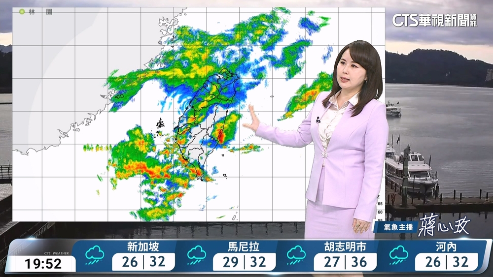滯留鋒面影響，各地有陣雨或雷雨並注意短延時強降雨