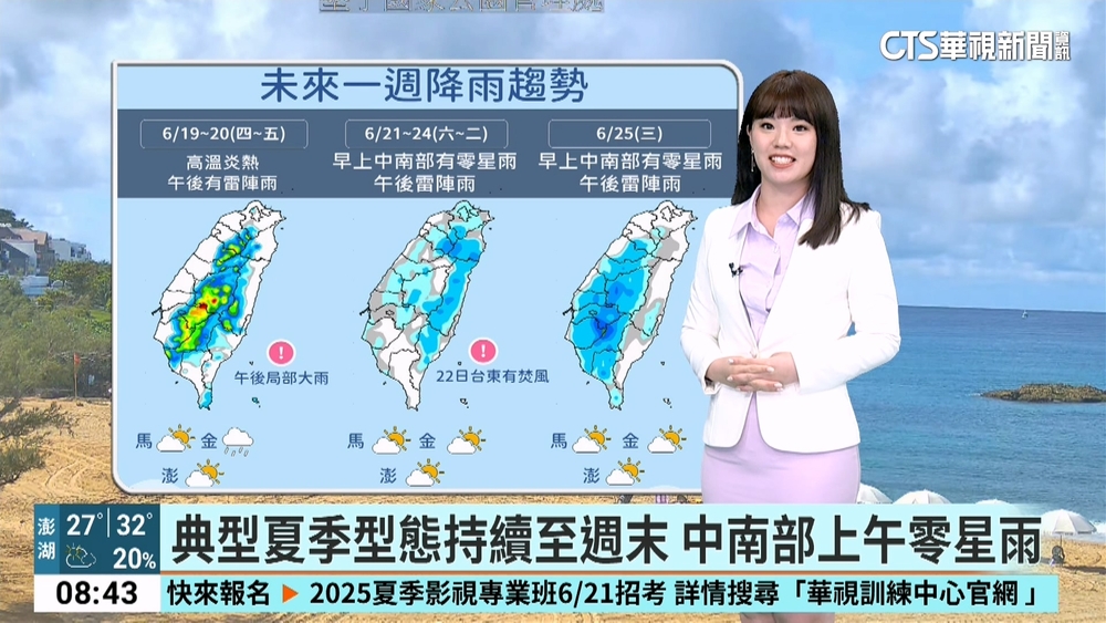 今各地多雲到晴　台東.恆春半島局部短暫雨