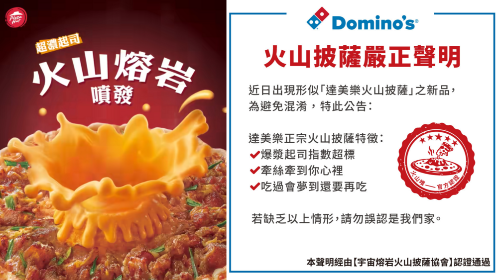 推「火山披薩」遭質疑抄襲　達美樂怒喊告　必勝客回應：歡迎大家比較
