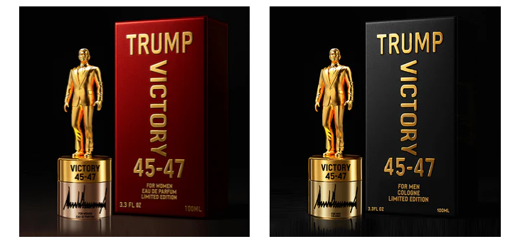 川普賣香水！發文推銷「勝利 45-47」　香水瓶身竟是「金色川普雕像」