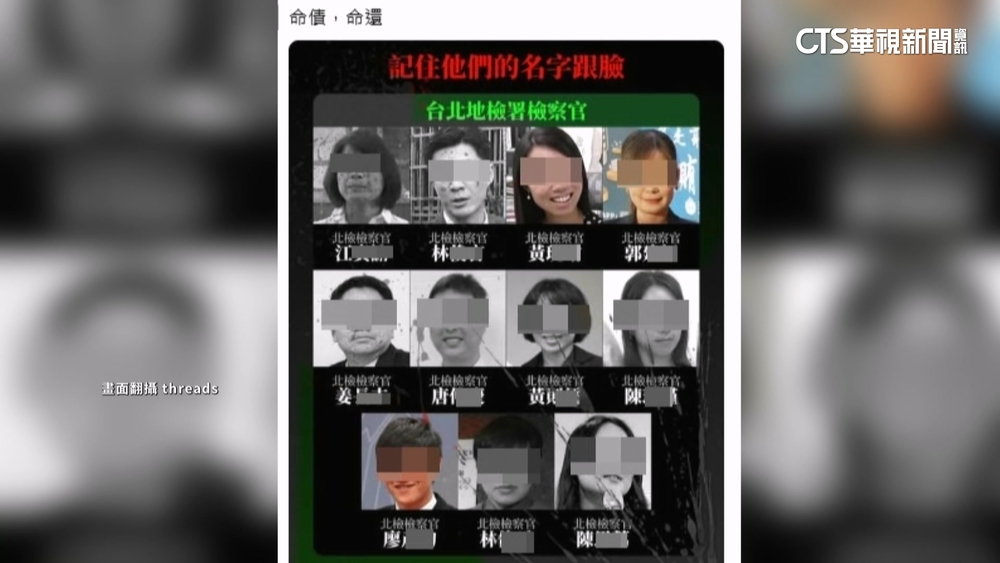 加工製圖「命償命還」恐嚇檢察官　情侶檔台中落網