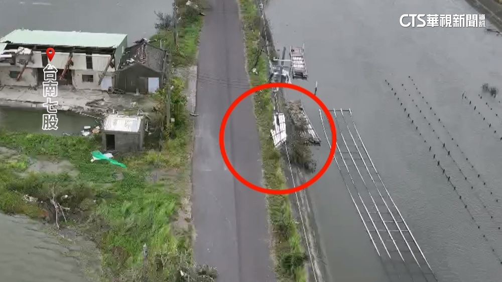 丹娜絲過境！台南七股電桿倒一片　鹽山園區受損